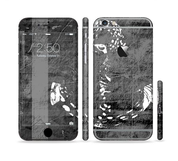 The Smudged White and Black Anchor Pattern Sectioned Skin Series for the Apple iPhone 6 Plus