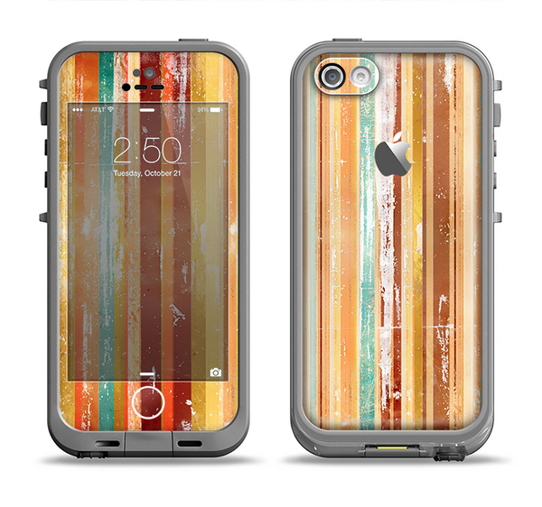 The Smudged Yellow Painted Stripes Pattern Apple iPhone 5c LifeProof Fre Case Skin Set