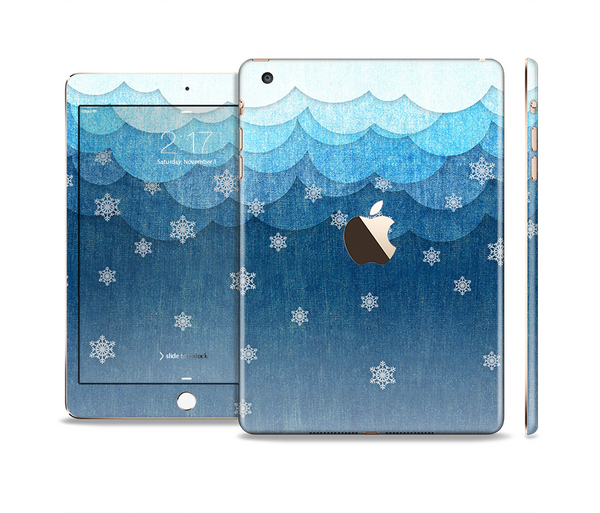 The Snowy Blue Paper Scene Full Body Skin Set for the Apple iPad Mini 3
