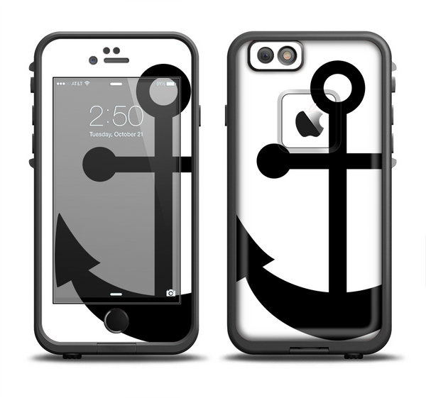 The Solid Black Anchor Silhouette Apple iPhone 6 LifeProof Fre Case Skin Set