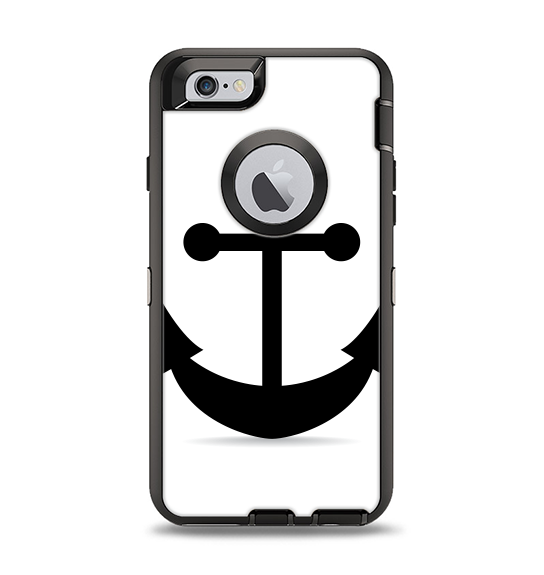 The Solid Black Anchor Silhouette Apple iPhone 6 Otterbox Defender Case Skin Set