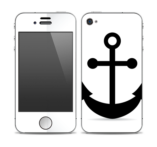 The Solid Black Anchor Silhouette Skin for the Apple iPhone 4-4s