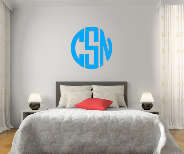 The Solid Blue Circle Monogram V1 Wall Decal