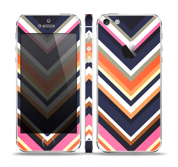The Solid Pink & Blue Colored Chevron Pattern Skin Set for the Apple iPhone 5