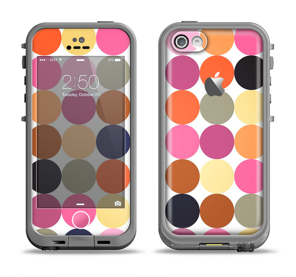 The Solid Pink & Blue Colored Polka Dots V2 Apple iPhone 5c LifeProof Fre Case Skin Set