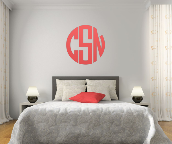 The Solid Subtle Red Circle Monogram V1 Wall Decal