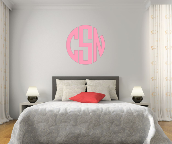 The Solid Subtle Pink Circle Monogram V1 Wall Decal