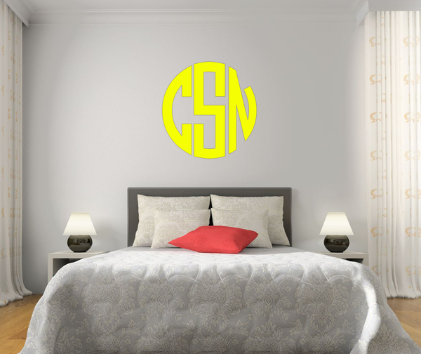 The Solid Yellow Circle Monogram V1 Wall Decal