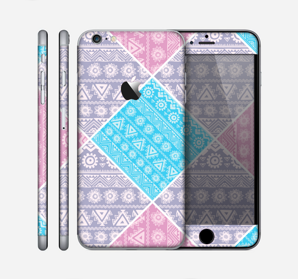 The Squared Pink & Blue Textile Patterns Skin for the Apple iPhone 6 Plus