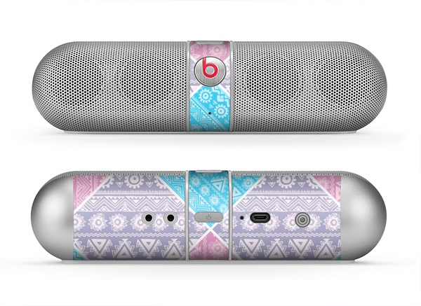 The Squared Pink & Blue Textile Patterns Skin for the Beats by Dre Pill Bluetooth Speaker