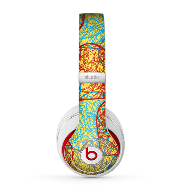 The Squiggly Red & Blue Hearts Over Yellow Skin for the Beats by Dre Studio (2013+ Version) Headphones