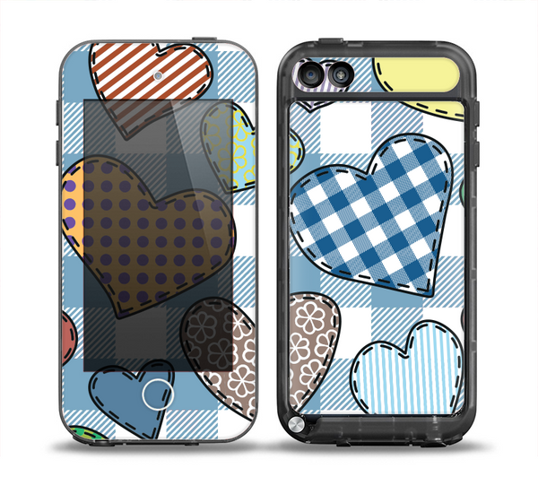 The Stitched Plaid Vector Fabric Hearts Skin for the iPod Touch 5th Generation frē LifeProof Case