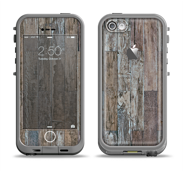The Straight Aged Wood Planks Apple iPhone 5c LifeProof Fre Case Skin Set