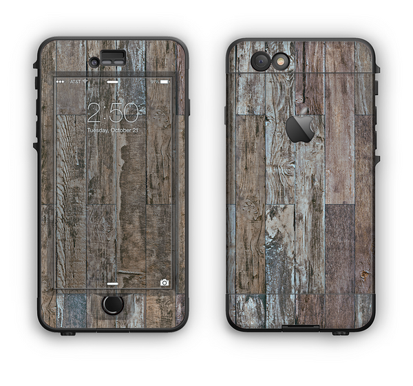 The Straight Aged Wood Planks Apple iPhone 6 Plus LifeProof Nuud Case Skin Set