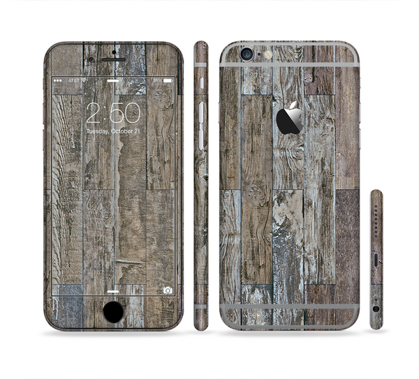 The Straight Aged Wood Planks Sectioned Skin Series for the Apple iPhone 6