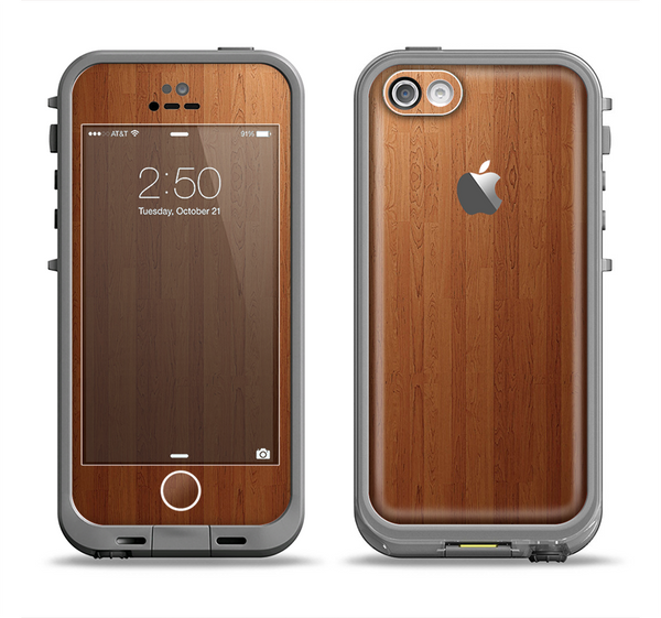 The Straight WoodGrain Apple iPhone 5c LifeProof Fre Case Skin Set