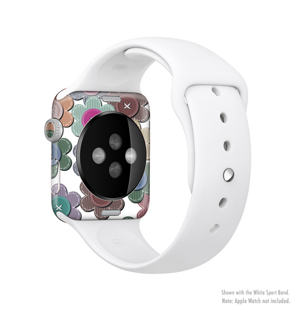 The Striped Vector Flower Buttons Full-Body Skin Kit for the Apple Watch