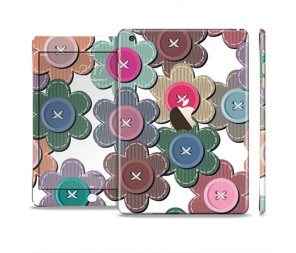 The Striped Vector Flower Buttons Full Body Skin Set for the Apple iPad Mini 3