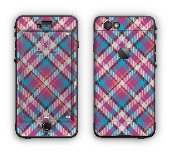 The Striped Vintage Pink & Blue Plaid Apple iPhone 6 Plus LifeProof Nuud Case Skin Set