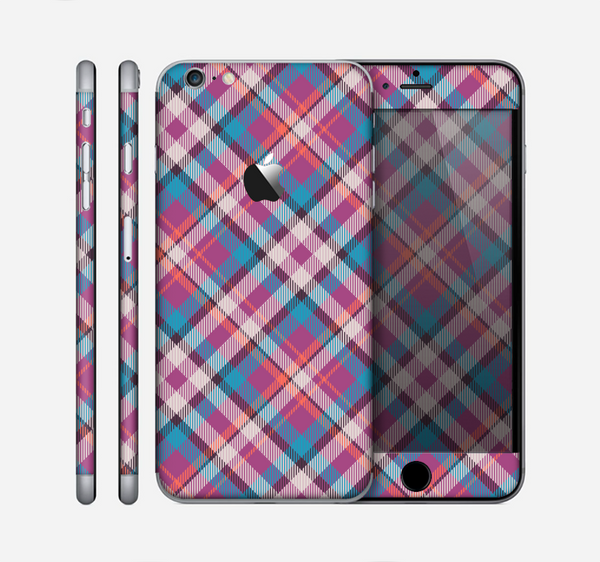 The Striped Vintage Pink & Blue Plaid Skin for the Apple iPhone 6 Plus