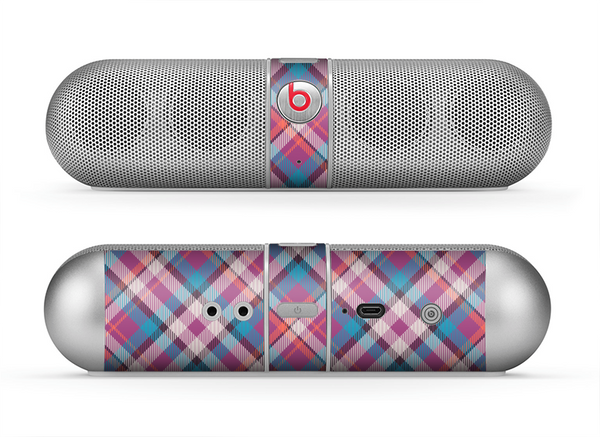 The Striped Vintage Pink & Blue Plaid Skin for the Beats by Dre Pill Bluetooth Speaker