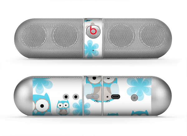The Subtle Blue Cartoon Owls Skin for the Beats by Dre Pill Bluetooth Speaker