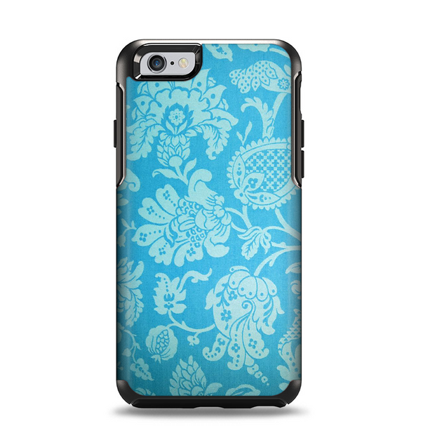 The Subtle Blue Floral Lace Pattern Apple iPhone 6 Otterbox Symmetry Case Skin Set