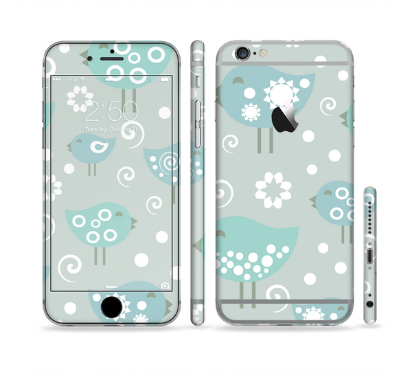 The Subtle Blue Multiple Birds Sectioned Skin Series for the Apple iPhone 6