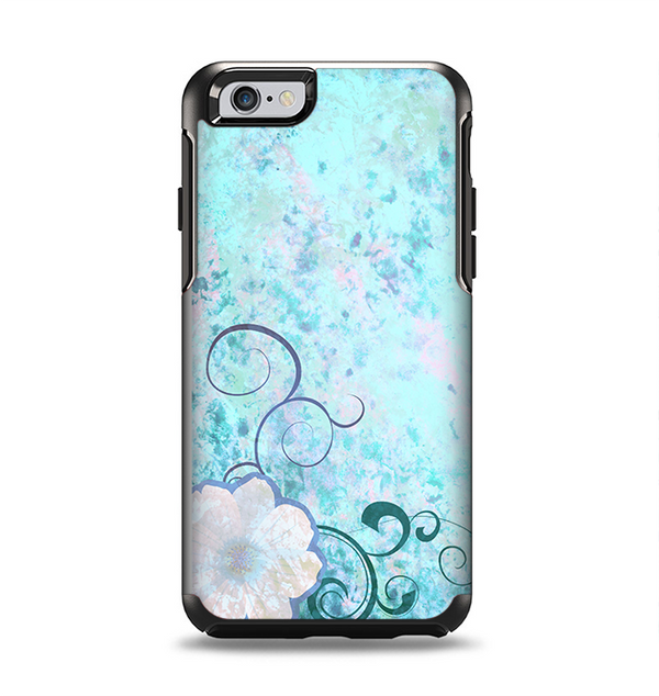The Subtle Blue & Pink Grunge Floral Apple iPhone 6 Otterbox Symmetry Case Skin Set