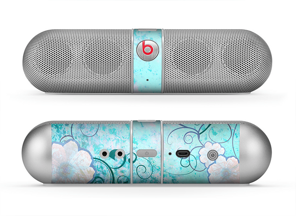The Subtle Blue & Pink Grunge Floral Skin for the Beats by Dre Pill Bluetooth Speaker