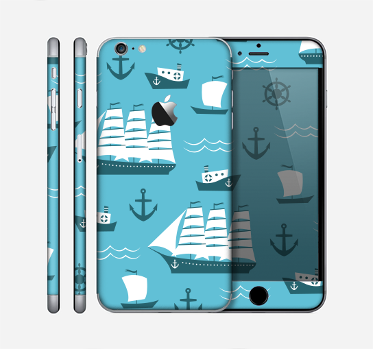 The Subtle Blue Ships and Anchors Skin for the Apple iPhone 6 Plus