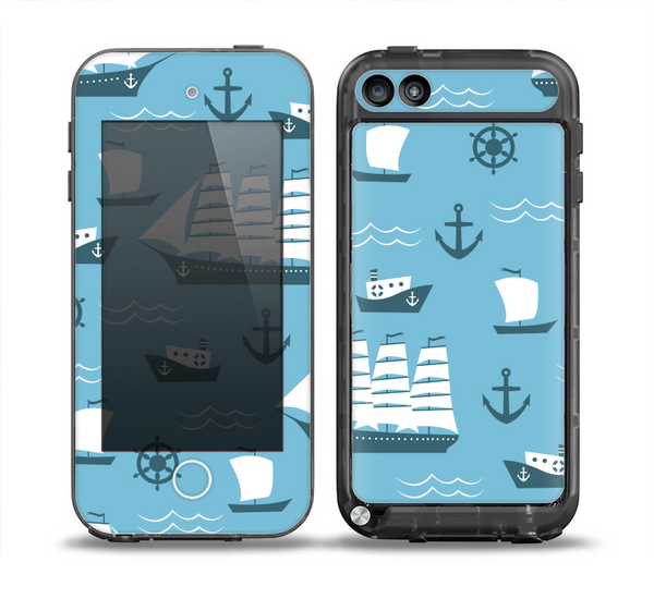 The Subtle Blue Ships and Anchors Skin for the iPod Touch 5th Generation frē LifeProof Case