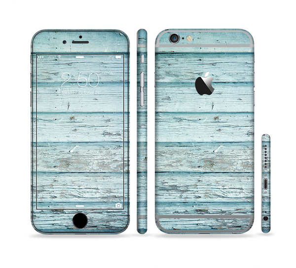 The Subtle Blue Vertical Aged Wood Sectioned Skin Series for the Apple iPhone 6 Plus
