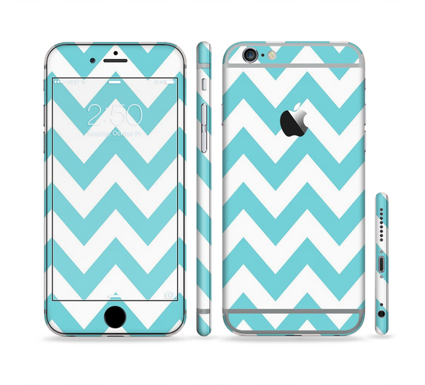The Subtle Blue & White Chevron Pattern Sectioned Skin Series for the Apple iPhone 6