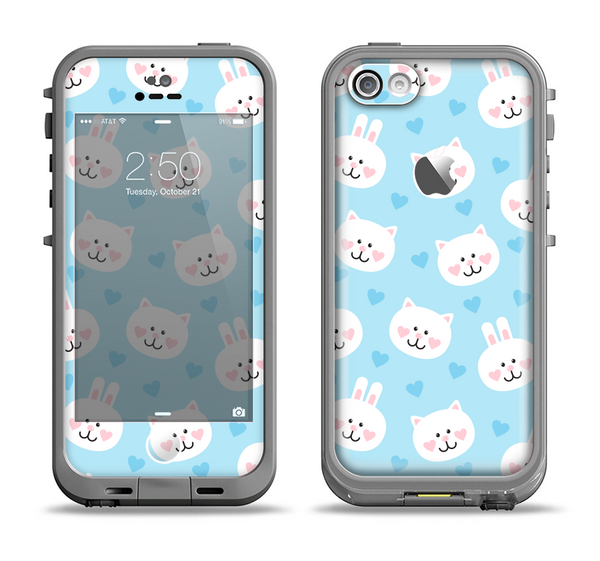 The Subtle Blue & White Faced Cats Apple iPhone 5c LifeProof Fre Case Skin Set