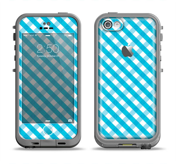 The Subtle Blue & White Plaid Apple iPhone 5c LifeProof Fre Case Skin Set