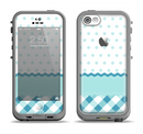 The Subtle Blue & White Plaid with Polka Dots Apple iPhone 5c LifeProof Fre Case Skin Set