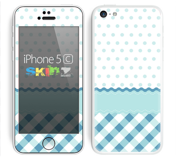 The Subtle Blue & White Plaid with Polka Dots Skin for the Apple iPhone 5c