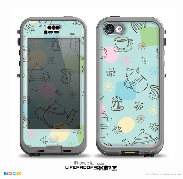 The Subtle Blue With Coffee Icon Sketches Skin for the iPhone 5c nüüd LifeProof Case