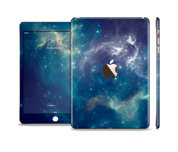 The Subtle Blue and Green Nebula Full Body Skin Set for the Apple iPad Mini 3