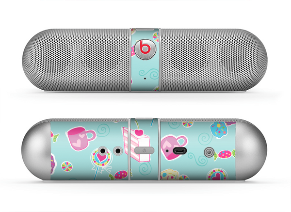 The Subtle Blue with Pink Treats Skin for the Beats by Dre Pill Bluetooth Speaker