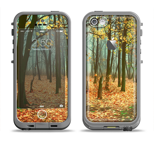 The Subtle Gold Autumn Forrest Apple iPhone 5c LifeProof Fre Case Skin Set