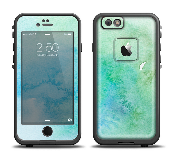 The Subtle Green & Blue Watercolor Apple iPhone 6 LifeProof Fre Case Skin Set