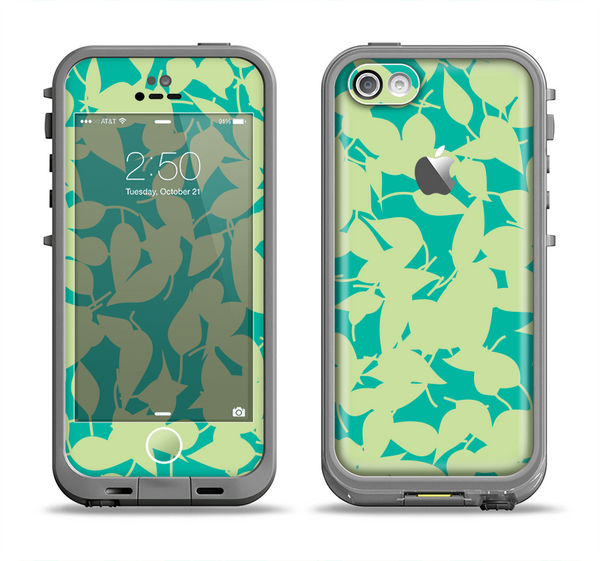 The Subtle Green Seamless Leaves Apple iPhone 5c LifeProof Fre Case Skin Set