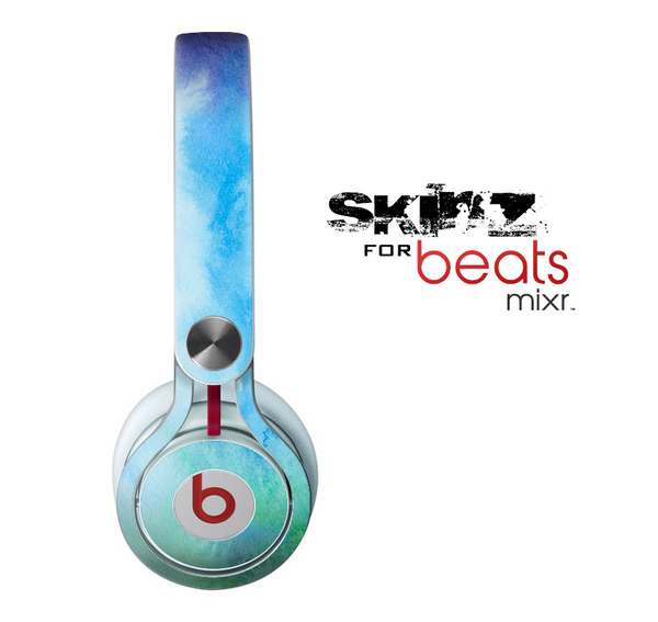 The Subtle Green & Blue Watercolor V2 Skin for the Beats by Dre Mixr Headphones