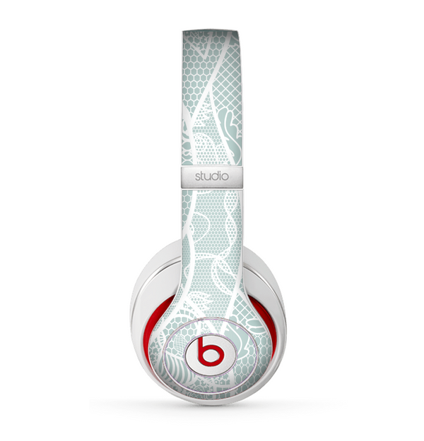 The Subtle Green and White Lace Design Skin for the Beats by Dre Studio (2013+ Version) Headphones