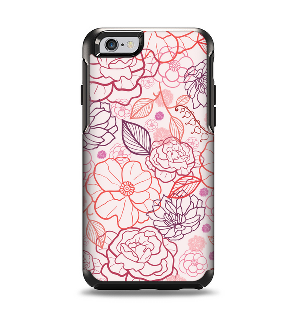 The Subtle Pink Floral Illustration Apple iPhone 6 Otterbox Symmetry Case Skin Set