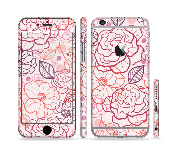 The Subtle Pink Floral Illustration Sectioned Skin Series for the Apple iPhone 6 Plus