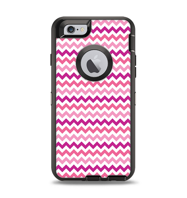 The Subtle Pinks and White Chevron Pattern Apple iPhone 6 Otterbox Defender Case Skin Set