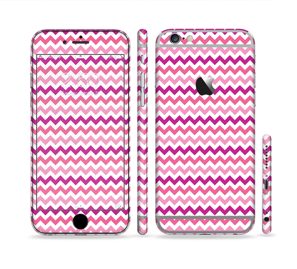 The Subtle Pinks and White Chevron Pattern Sectioned Skin Series for the Apple iPhone 6 Plus